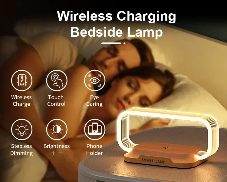Wireless Charger with LED Night Lamp & Short-Circuit Protection