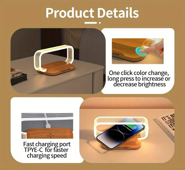 Wireless Charger with LED Night Lamp & Short-Circuit Protection