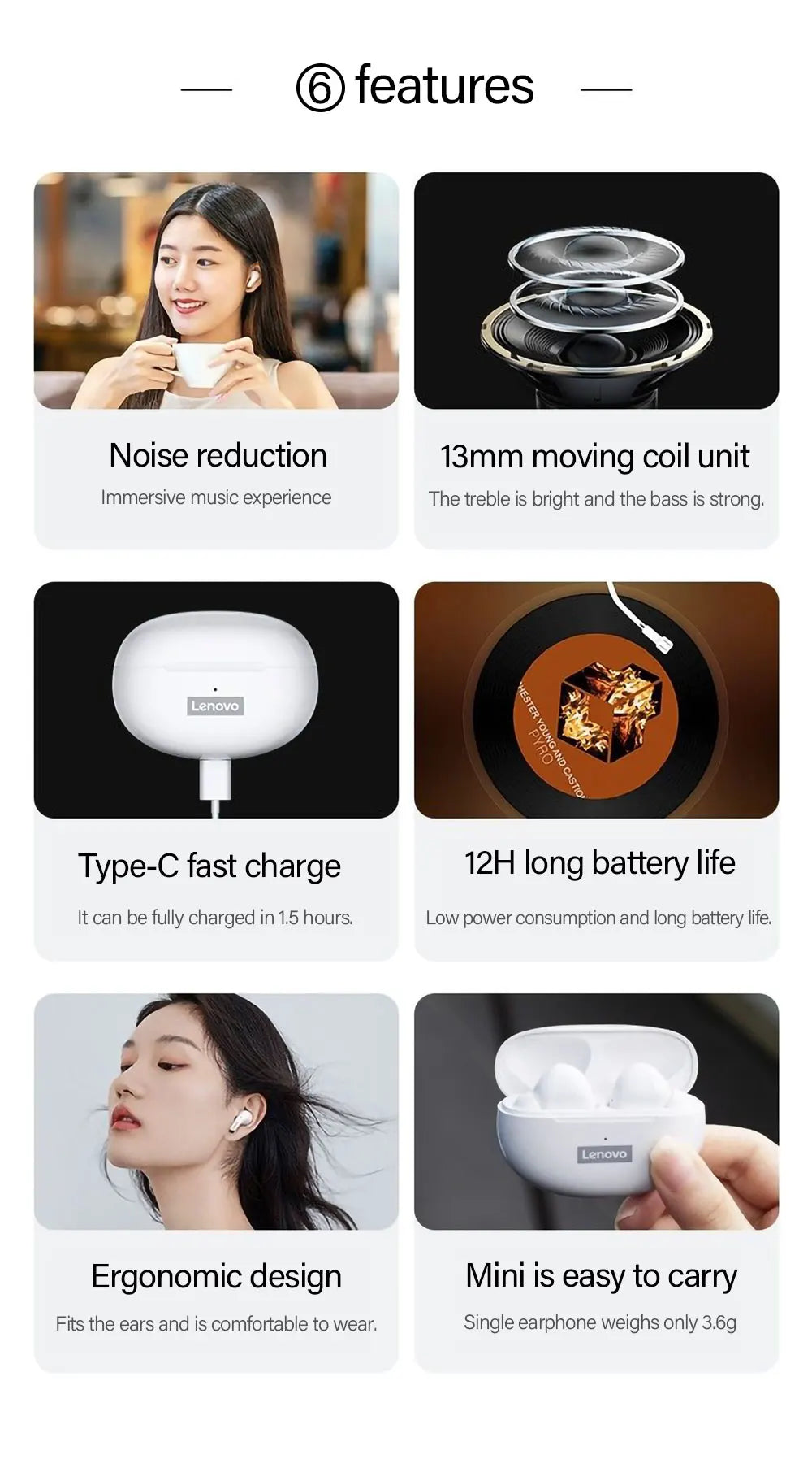 Lenovo LP5 TWS Bluetooth Earphone 9D Stereo
