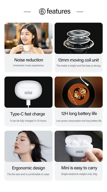 Lenovo LP5 TWS Bluetooth Earphone 9D Stereo