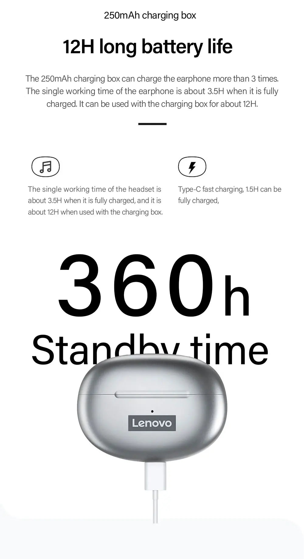 Lenovo LP5 TWS Bluetooth Earphone 9D Stereo