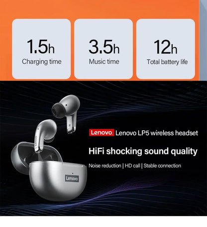 Lenovo LP5 TWS Bluetooth Earphone 9D Stereo