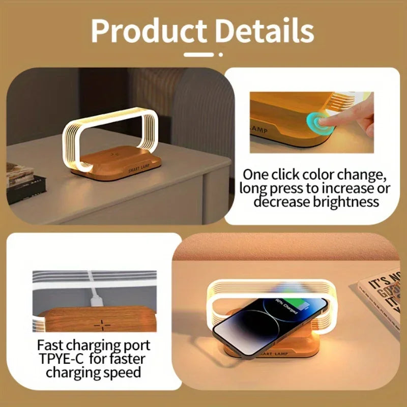 Wireless Charger with LED Night Lamp & Short-Circuit Protection