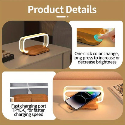 Wireless Charger with LED Night Lamp & Short-Circuit Protection